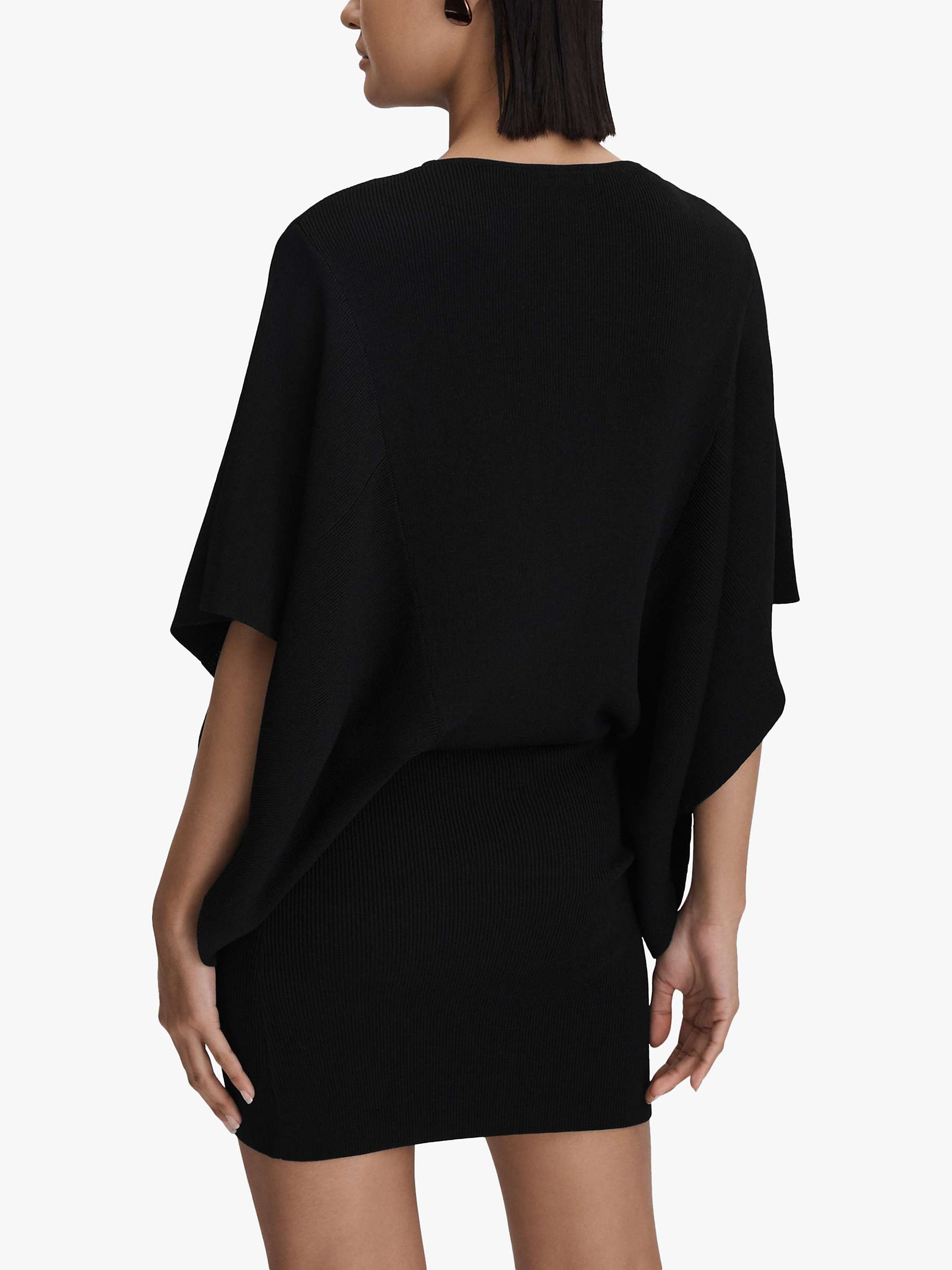 Buy Reiss Julia Knitted Cape Sleeve Dress, Black Online at johnlewis.com