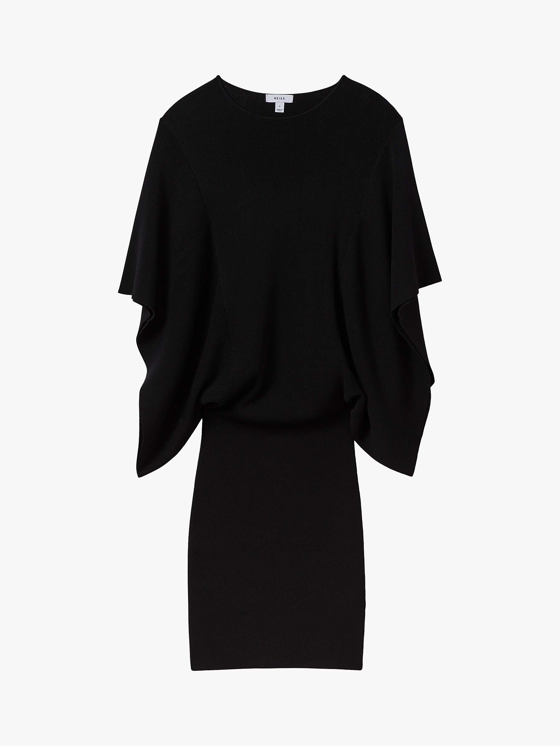 Buy Reiss Julia Knitted Cape Sleeve Dress, Black Online at johnlewis.com