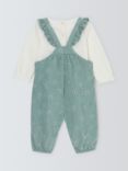 John Lewis Baby Cotton Long Sleeve Bodysuit & Floral Dungaree Set, Multi