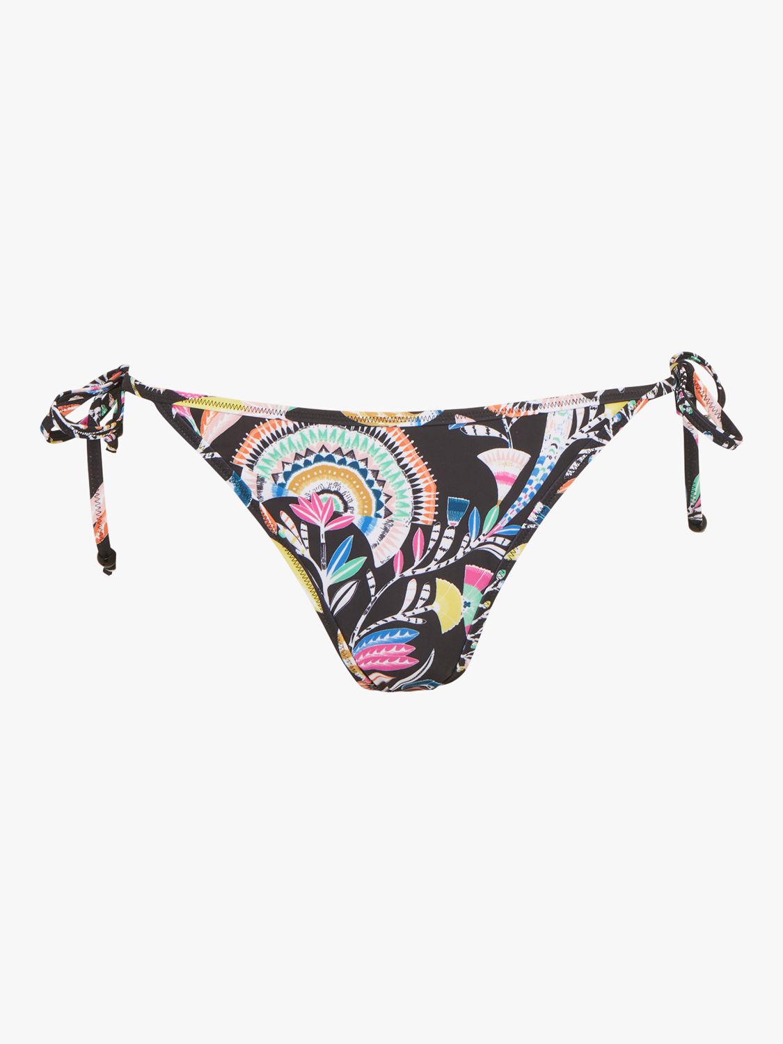 Buy Accessorize Fan Print Tie Side Bikini Bottoms, Black/Multi Online at johnlewis.com