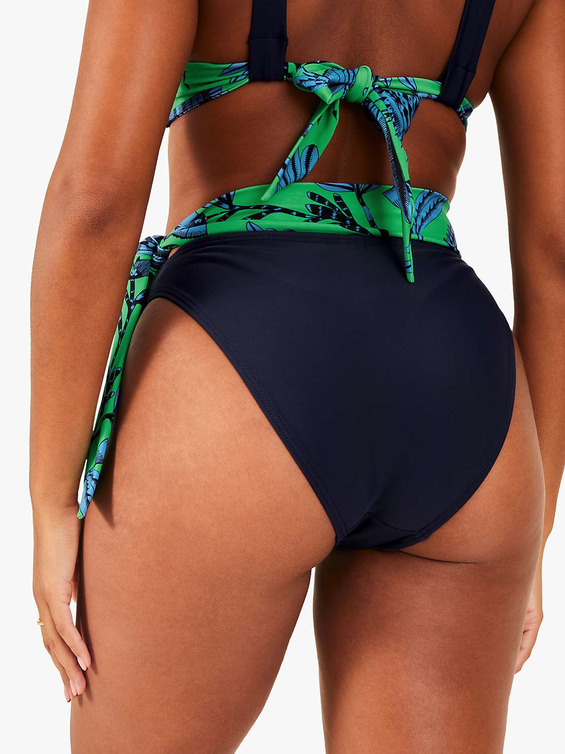 Buy Accessorize Fan Print High Waistband Bikini Bottoms, Navy/Multi Online at johnlewis.com