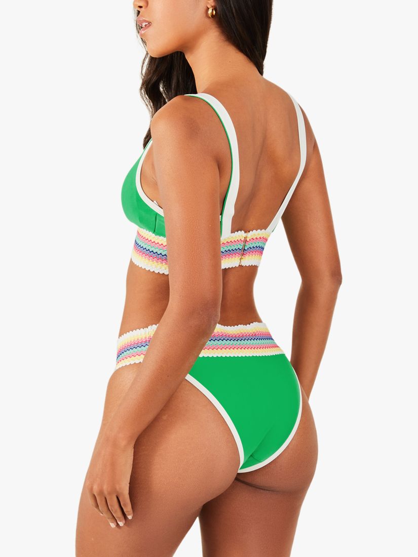 Accessorize Ricrac Trim Bikini Briefs, Green/Multi, 6