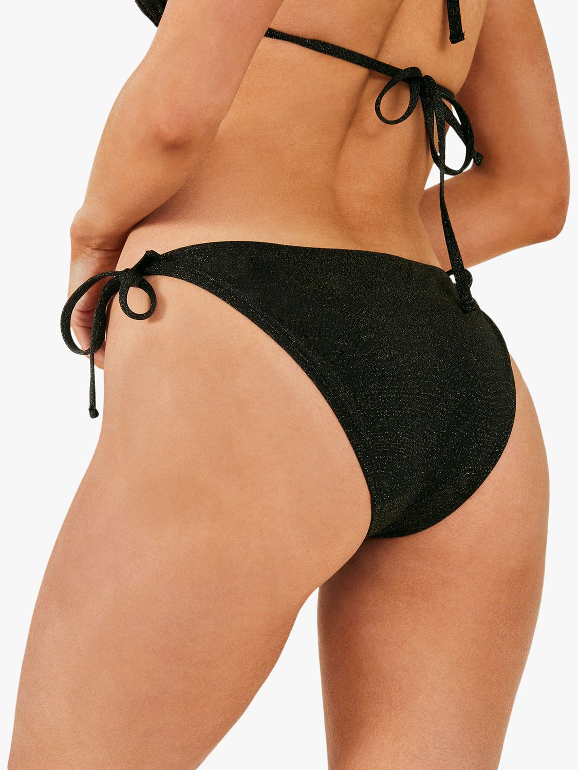 Buy Accessorize Shimmer Fabric Tie Side Bikini Bottoms, Black Online at johnlewis.com