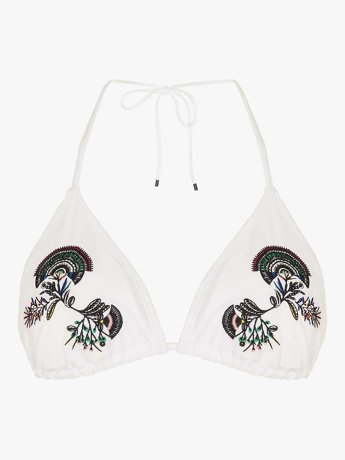 Buy Accessorize Embroidered Fan Triangle Bikini Top, White Online at johnlewis.com