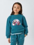 John Lewis Kids' Rainbow Sequin Cotton Sweatshirt, Blue