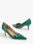 L.K.Bennett Billie Nappa Leather Pointed Court Shoes, Gre-green