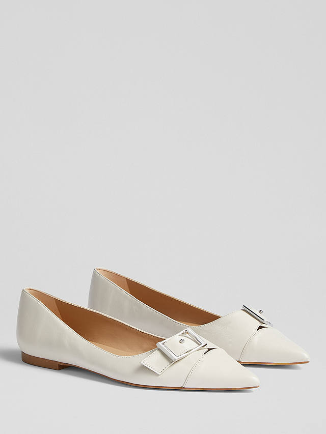 L.K.Bennett Brynn Leather Pointed Flats, Off White