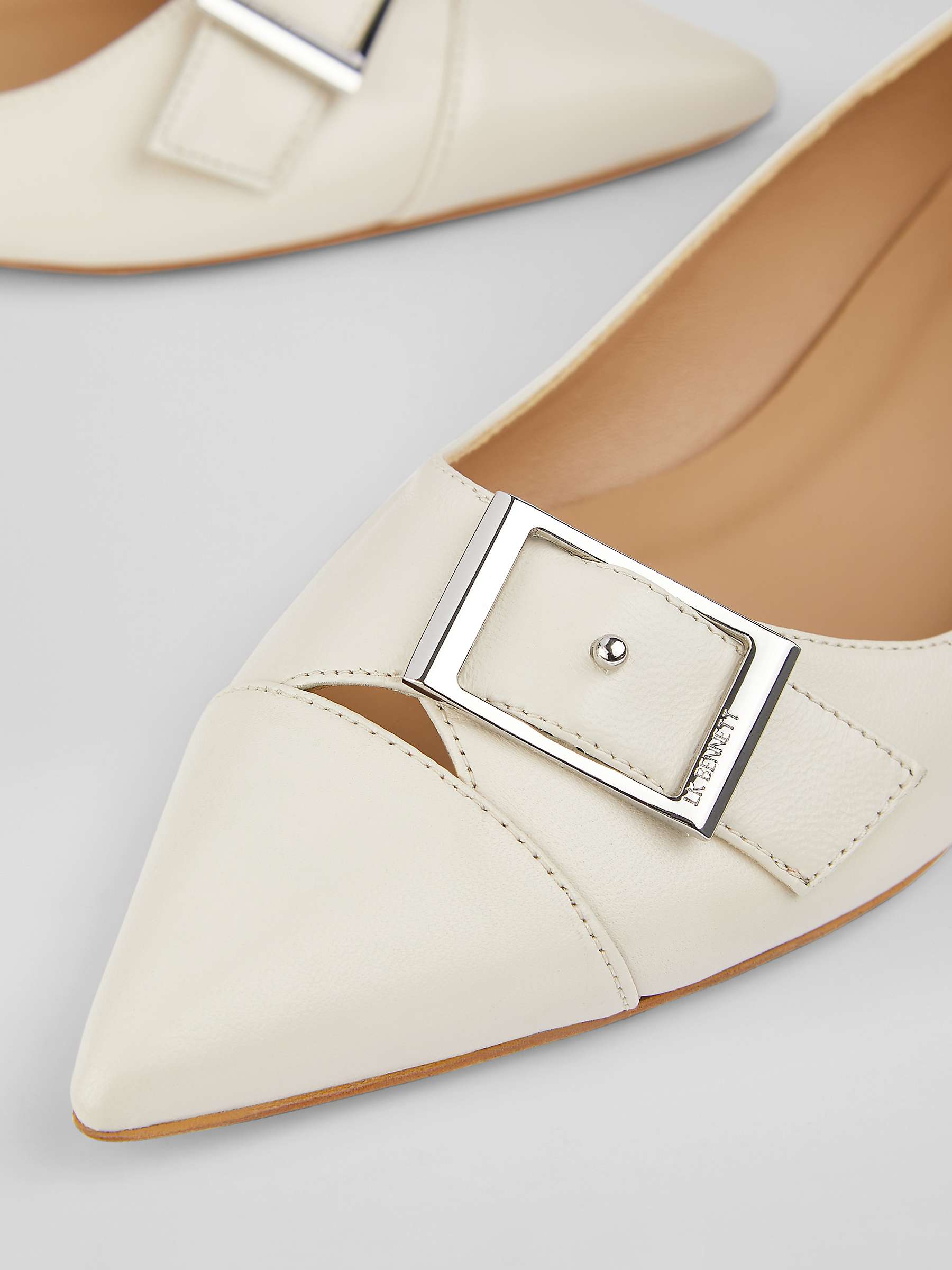 Buy L.K.Bennett Brynn Leather Pointed Flats, Off White Online at johnlewis.com