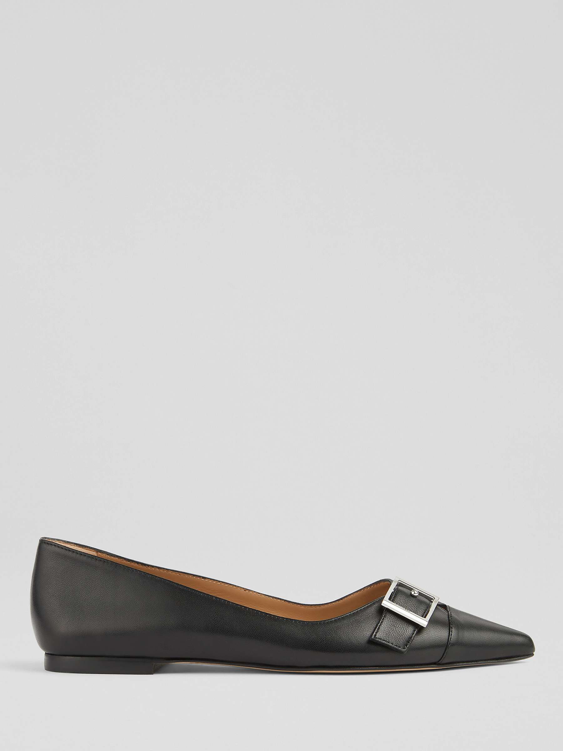 Buy L.K.Bennett Brynn Leather Flat Shoes, Black Online at johnlewis.com