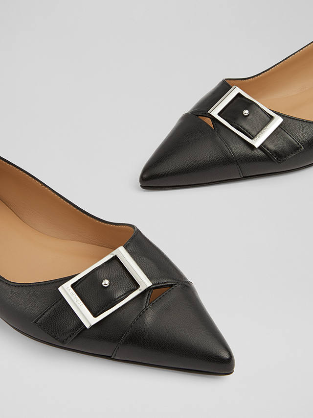 L.K.Bennett Brynn Leather Flat Shoes, Black