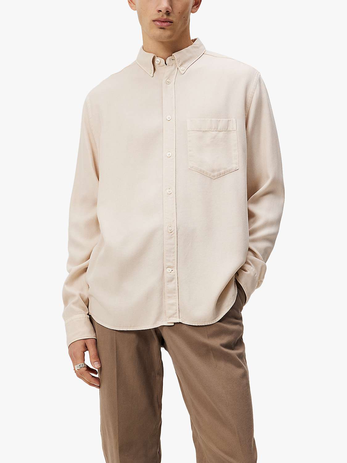 Buy J.Lindeberg Regular Structure Tencel Shirt, Light Brown Online at johnlewis.com