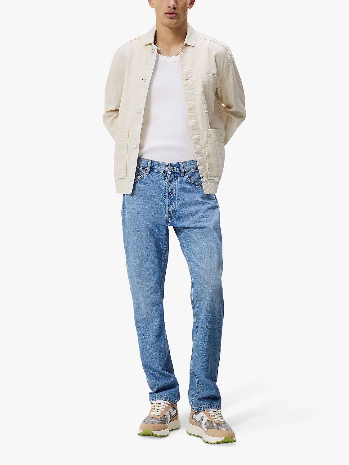 Buy J.Lindeberg Cody Washed Regular Jeans, Light Blue Online at johnlewis.com
