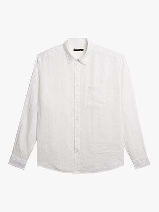J.Lindeberg Regular Fit Long Sleeve Linen Shirt, White