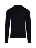 Raging Bull Classic Knitted Long Sleeve Polo Shirt, Black, Black