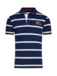 Raging Bull Short Sleeve Fine Stripe Rugby Top, Navy/White