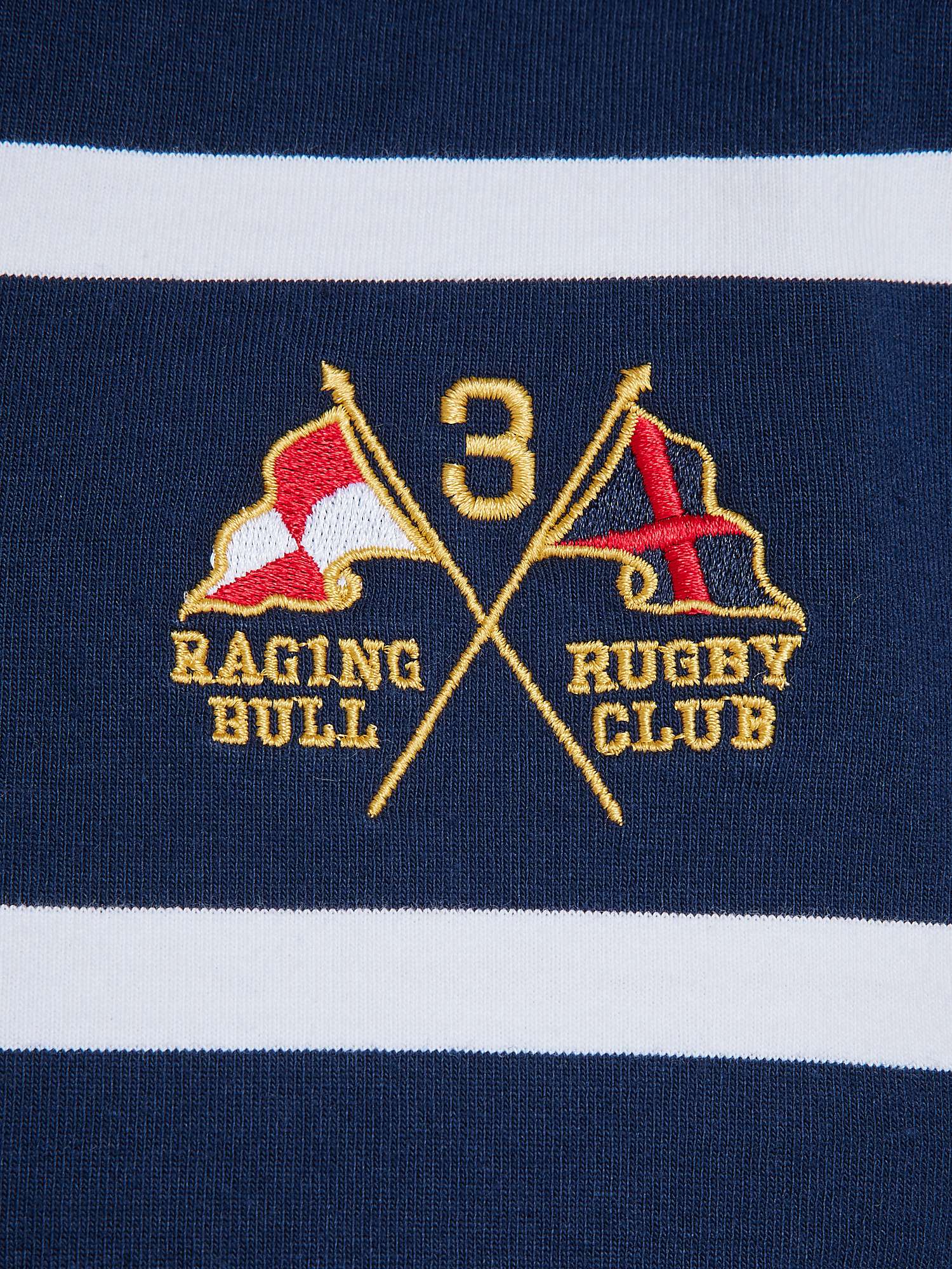 Buy Raging Bull Short Sleeve Fine Stripe Rugby Top, Navy/White Online at johnlewis.com