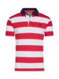 Raging Bull Short Sleeve Hooped Rugby Shirt, Watermelon/White