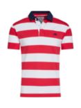 Raging Bull Short Sleeve Hooped Rugby Shirt, Watermelon/White, Watermelon/White