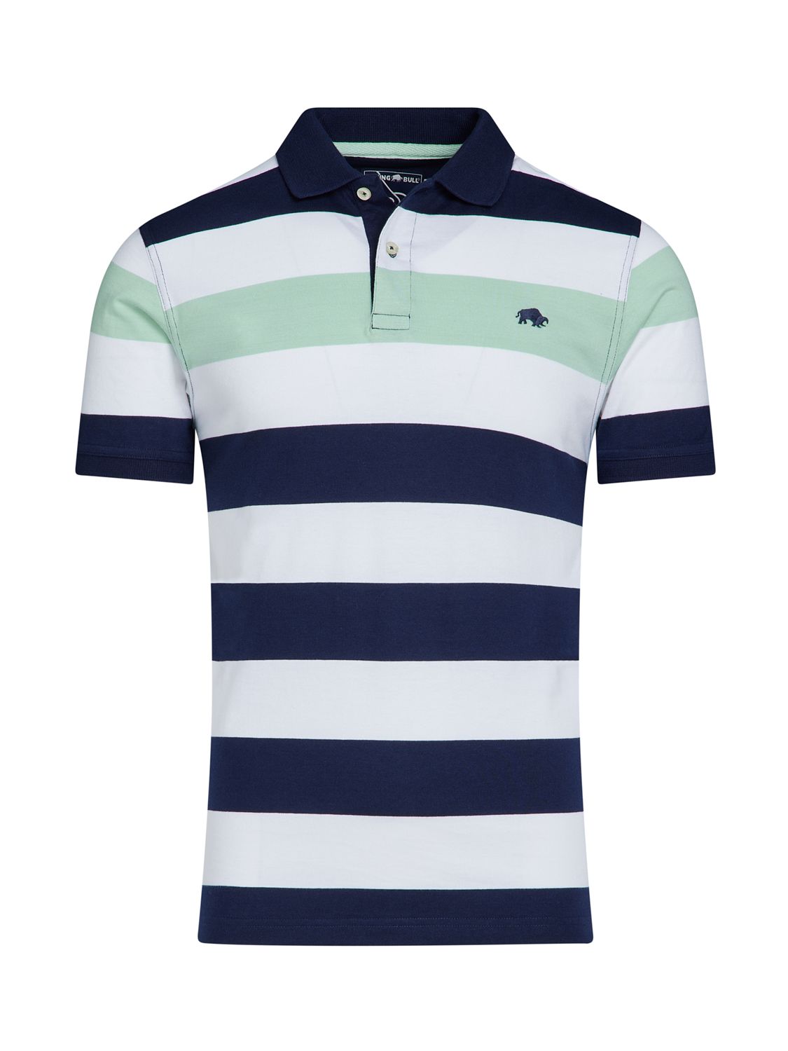 Raging Bull Irregular Stripe Jersey Polo Shirt, Apple Green/Multi, S