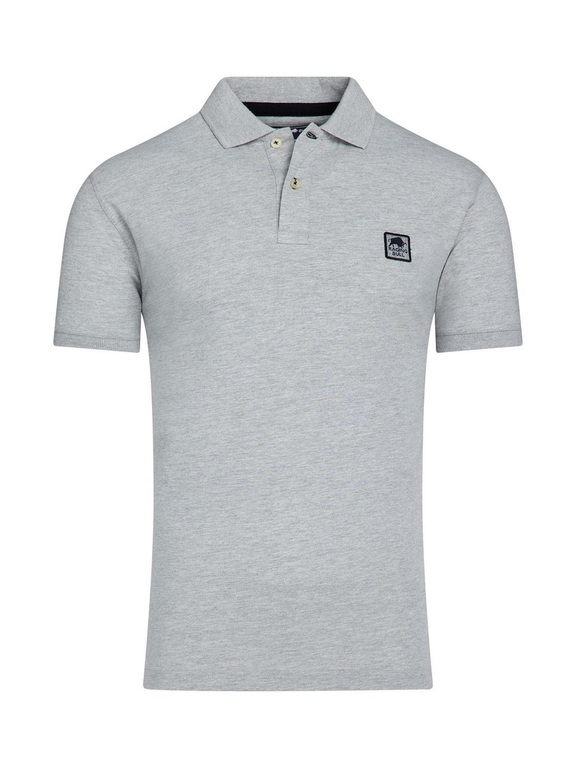 Raging Bull Patch Jersey Polo Shirt, Grey Marl, S