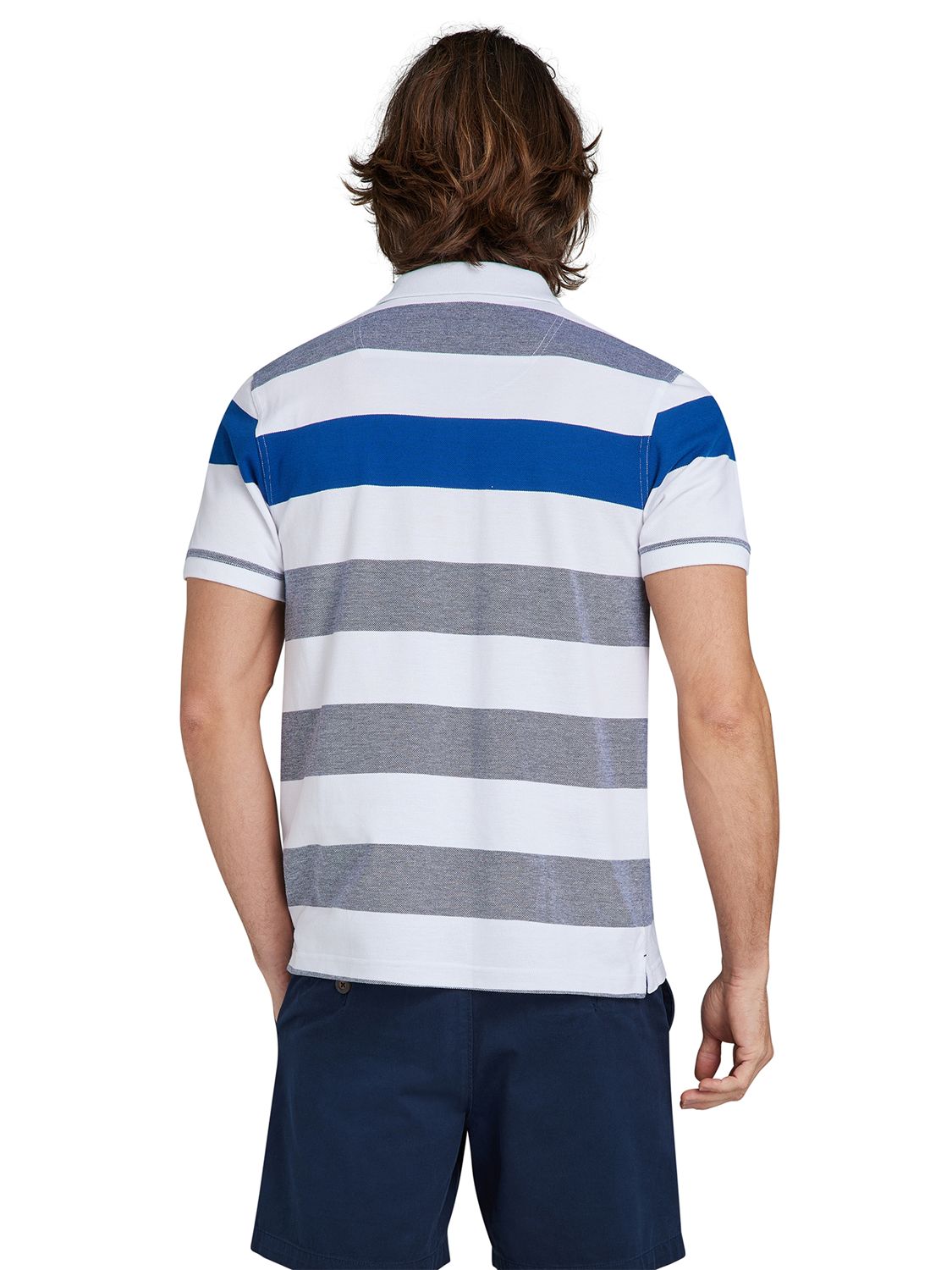 Raging Bull Birdseye Stripe Polo Shirt, Cobalt Blue/Multi, M
