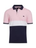 Raging Bull Contrast Panel Pique Polo Shirt, Pink/Multi, Pink/Multi