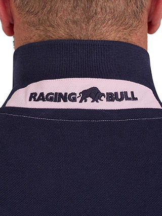 Raging Bull Contrast Panel Pique Polo Shirt, Pink/Multi