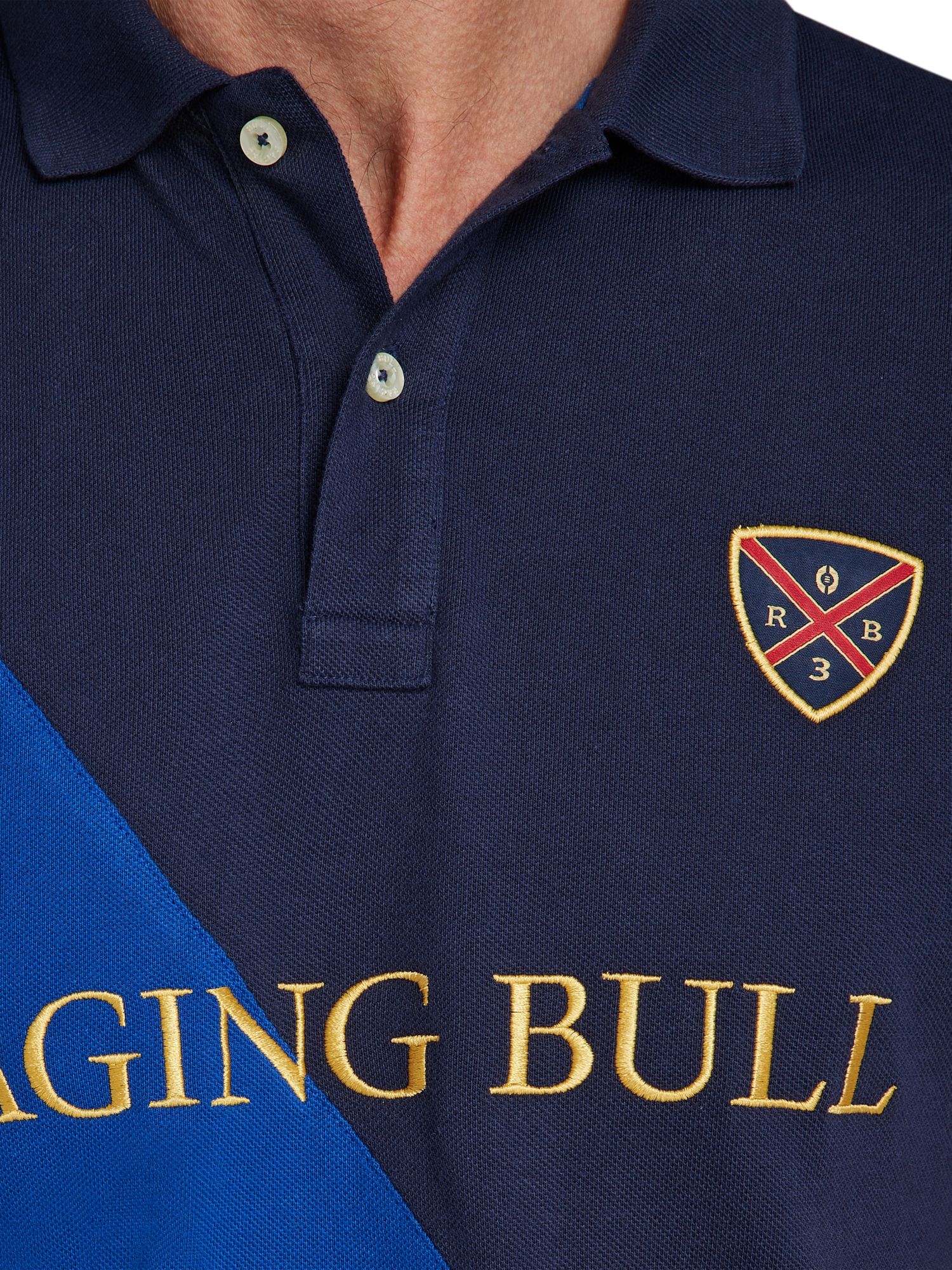 Raging Bull Diagonal Cut & Sew Pique Polo Shirt, Blue/Multi, XXXXXXL