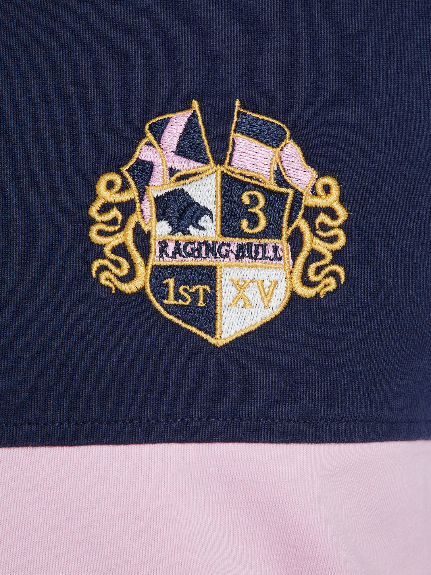 Raging Bull Short Sleeve Cut & Sew Panel Rugby Shirt, Navy/Multi, XXXL