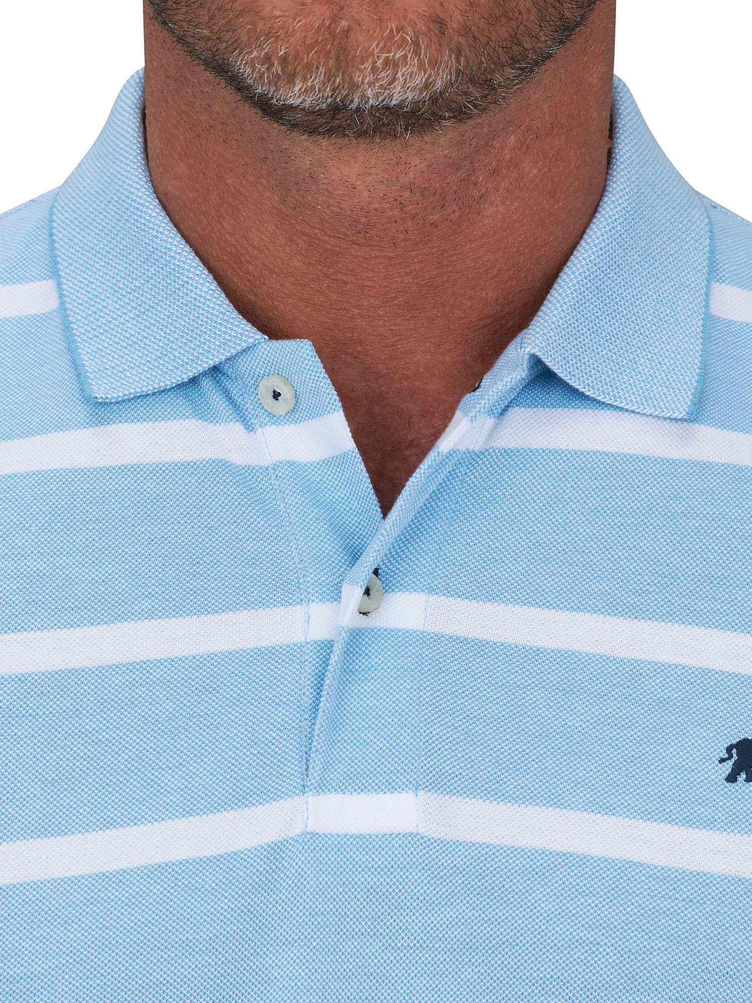 Raging Bull Birdseye Stripe Polo Shirt, Mid Blue, S