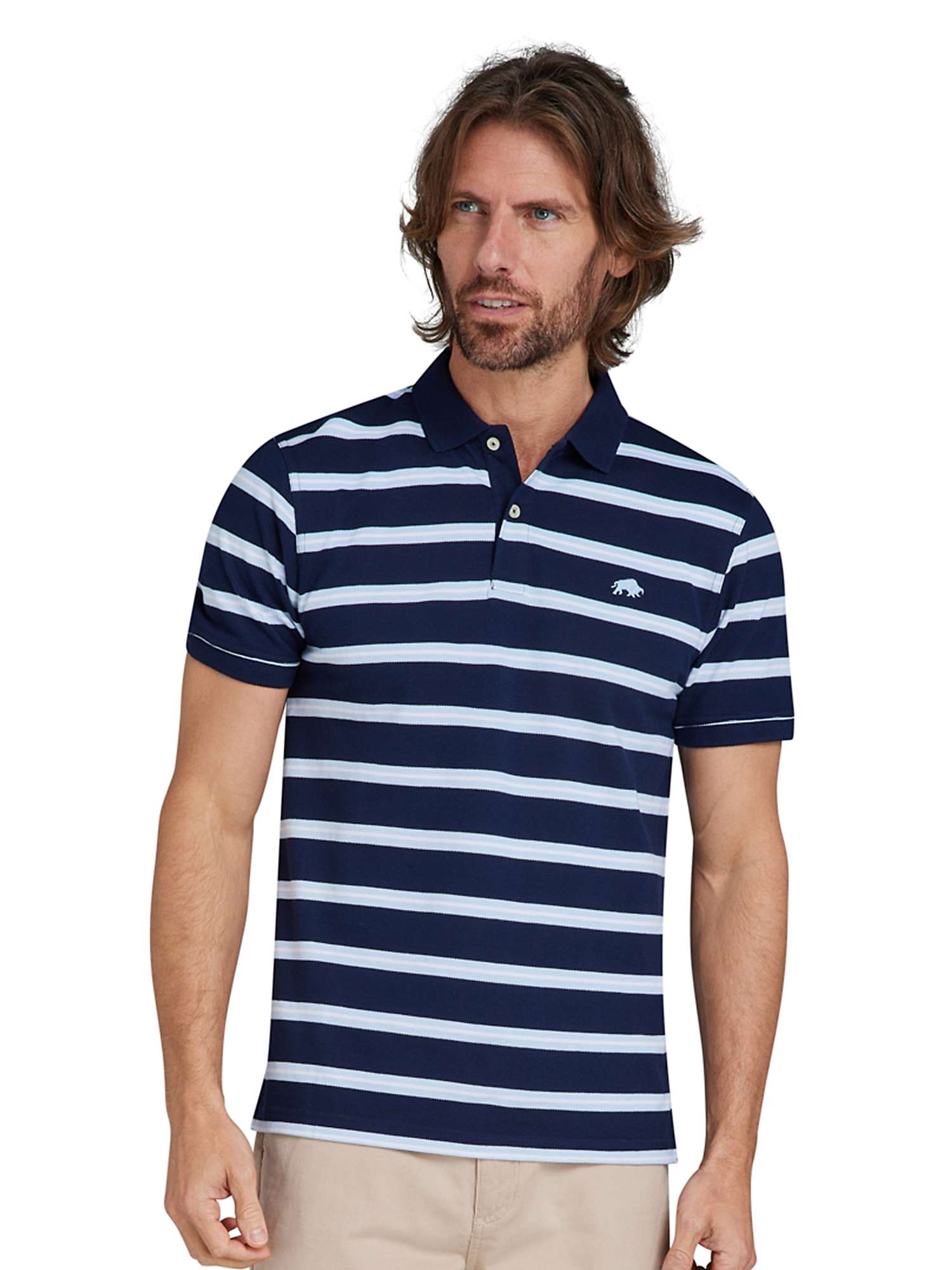 Buy Raging Bull Triple Stripe Birdseye Polo Shirt, Navy/Multi Online at johnlewis.com