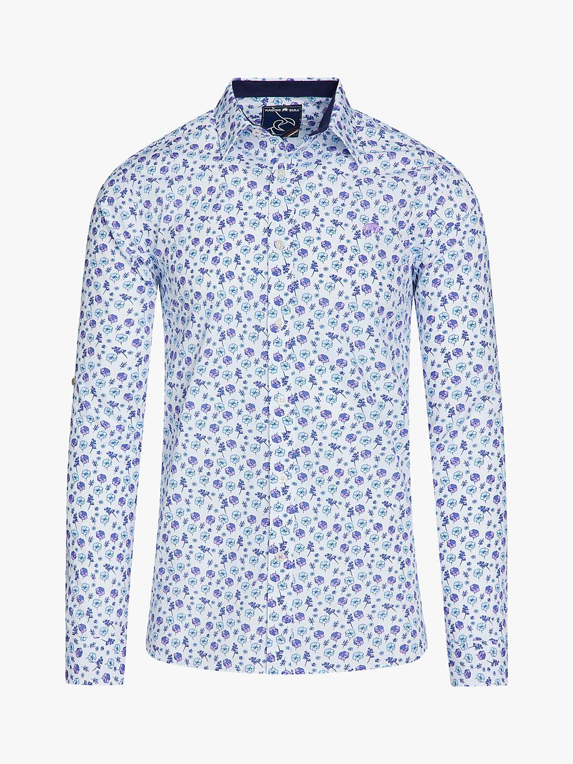 Buy Raging Bull Floral Print Cotton Poplin Shirt, Purple Online at johnlewis.com