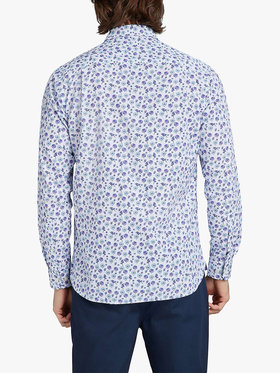 Buy Raging Bull Floral Print Cotton Poplin Shirt, Purple Online at johnlewis.com