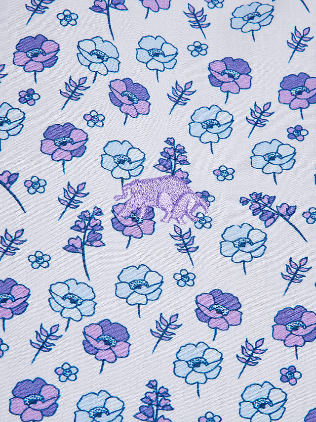 Raging Bull Floral Print Cotton Poplin Shirt, Purple
