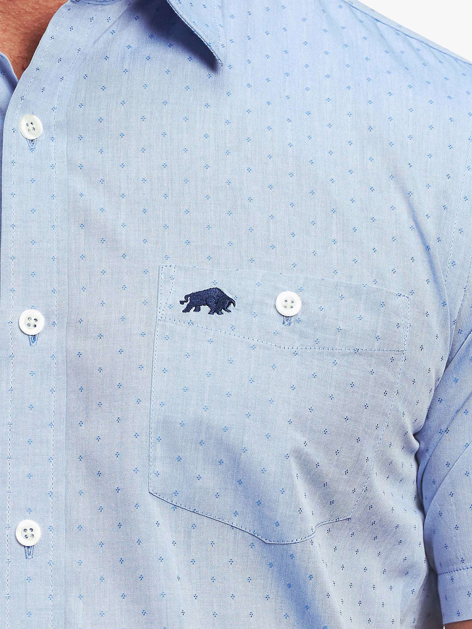 Buy Raging Bull Short Sleeve Dobby Shirt, Blue Online at johnlewis.com