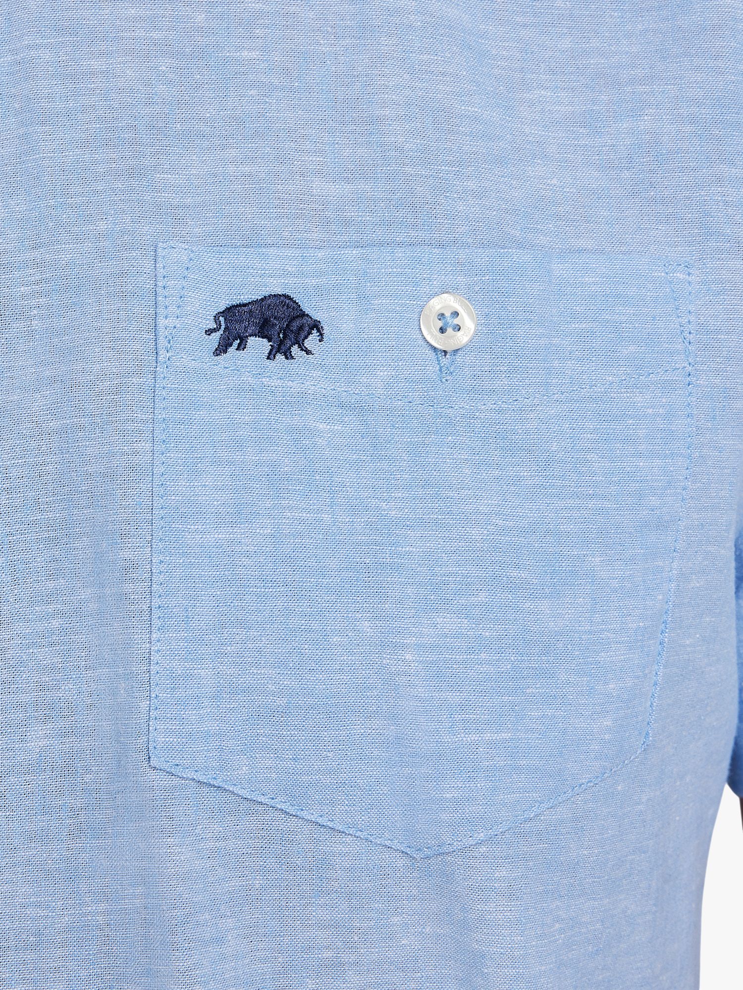 Raging Bull Classic Linen Short Sleeve Shirt, Blue, L