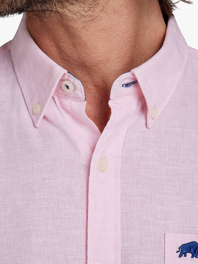 Raging Bull Classic Linen Blend Short Sleeve Shirt, Pink