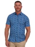 Raging Bull Short Sleeve Flower Bud Poplin Shirt, Navy, Navy