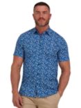 Raging Bull Short Sleeve Flower Bud Poplin Shirt, Navy