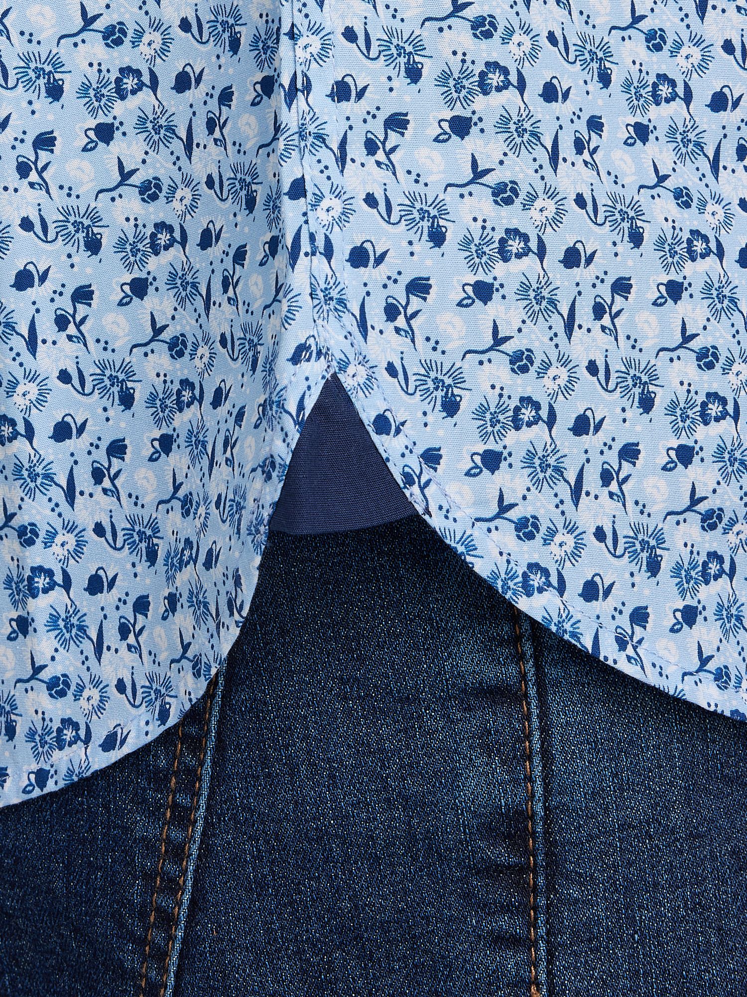 Raging Bull Ditsy Floral Print Short Sleeve Shirt, Mid Blue, XXXXL