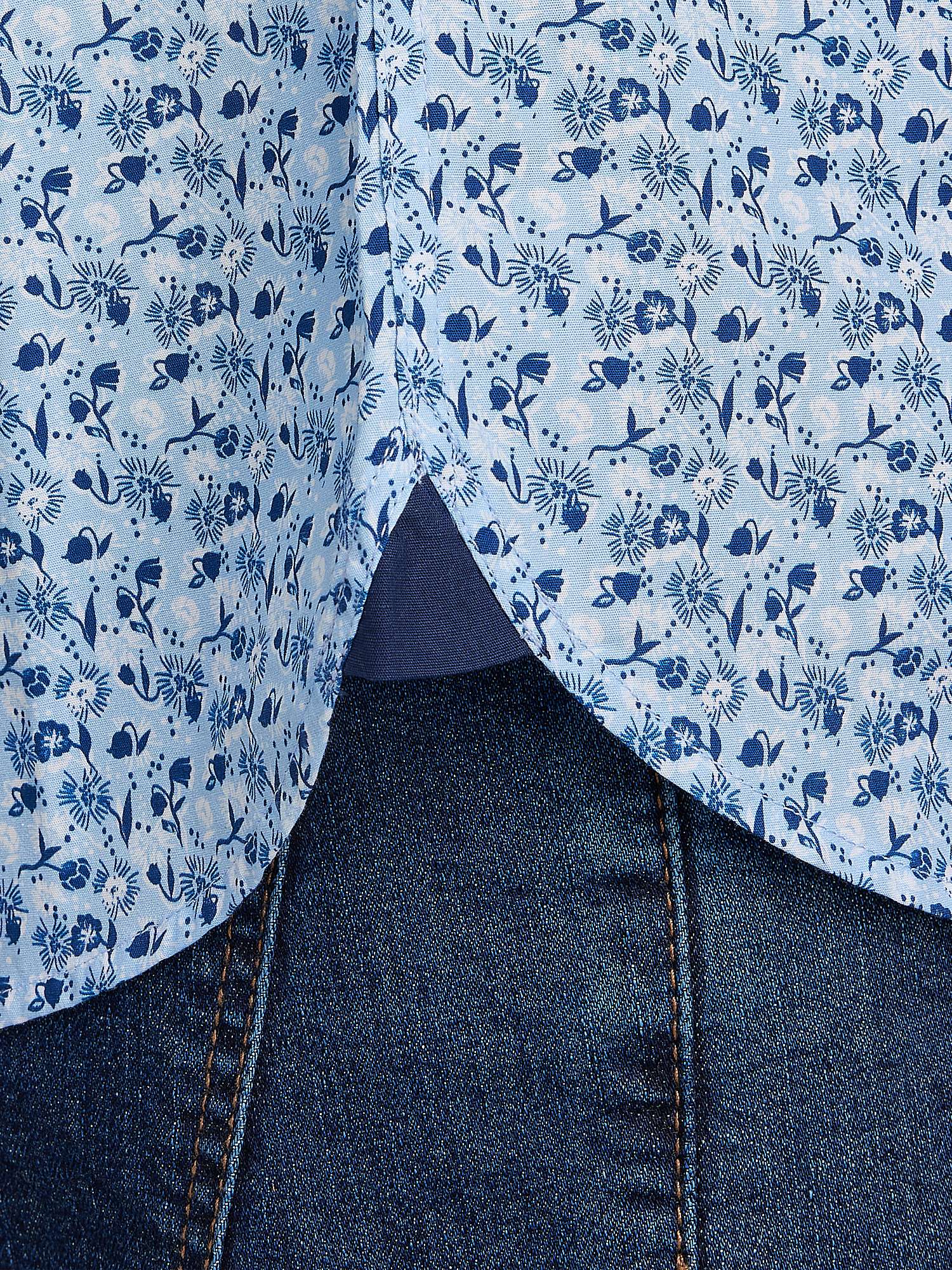 Buy Raging Bull Ditsy Floral Print Short Sleeve Shirt, Mid Blue Online at johnlewis.com