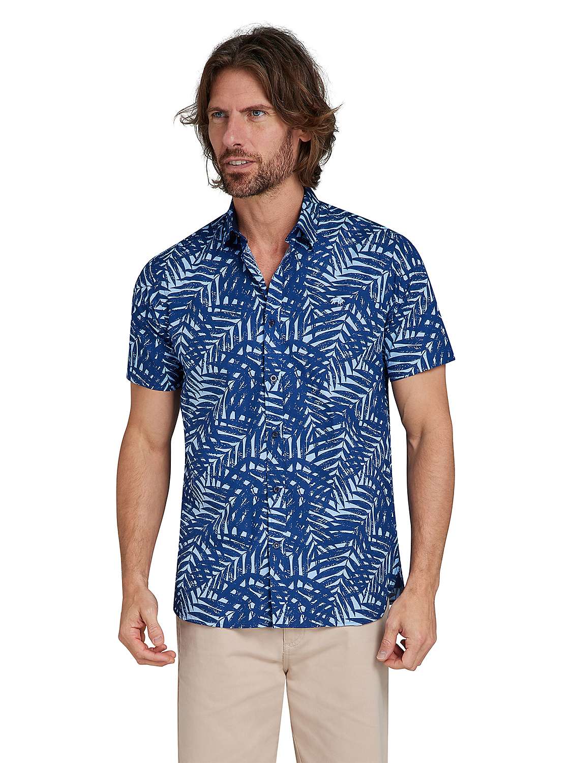 Buy Raging Bull Short Sleeve Palm Tree Poplin Shirt, Sky Blue Online at johnlewis.com