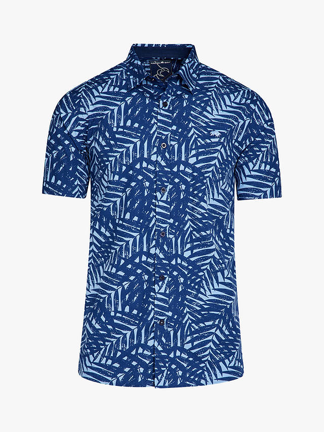 Raging Bull Short Sleeve Palm Tree Poplin Shirt, Sky Blue