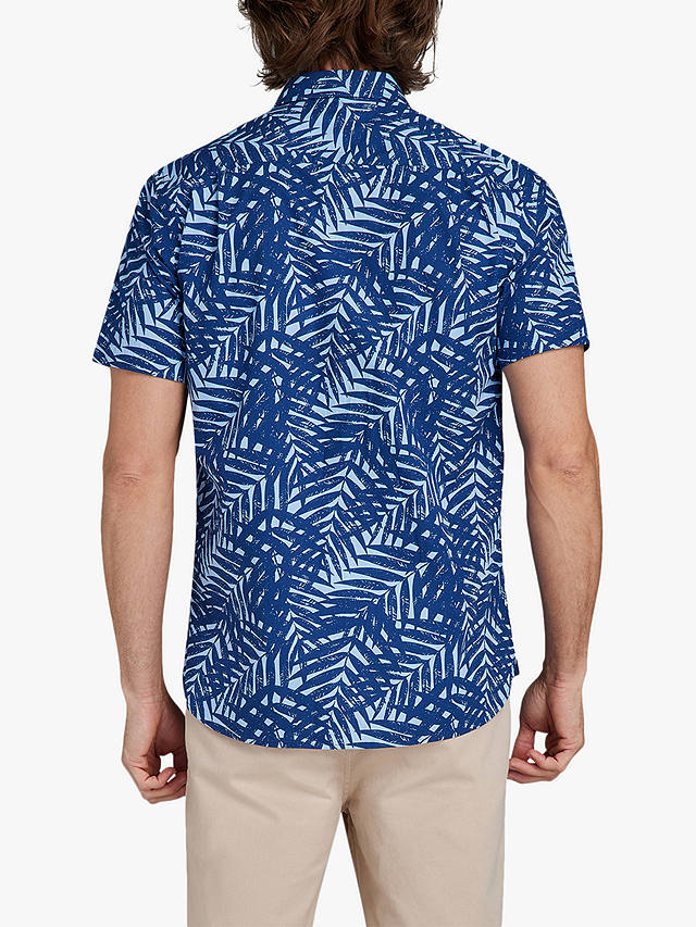Raging Bull Short Sleeve Palm Tree Poplin Shirt, Sky Blue