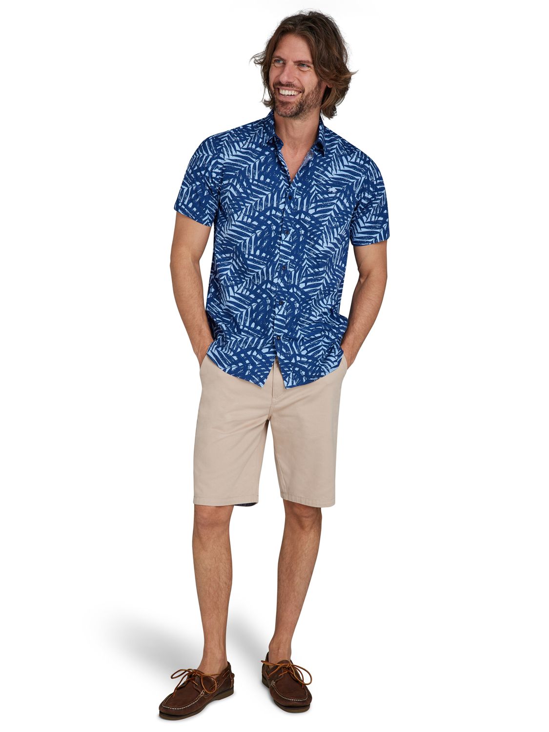 Raging Bull Short Sleeve Palm Tree Poplin Shirt, Sky Blue, XXL