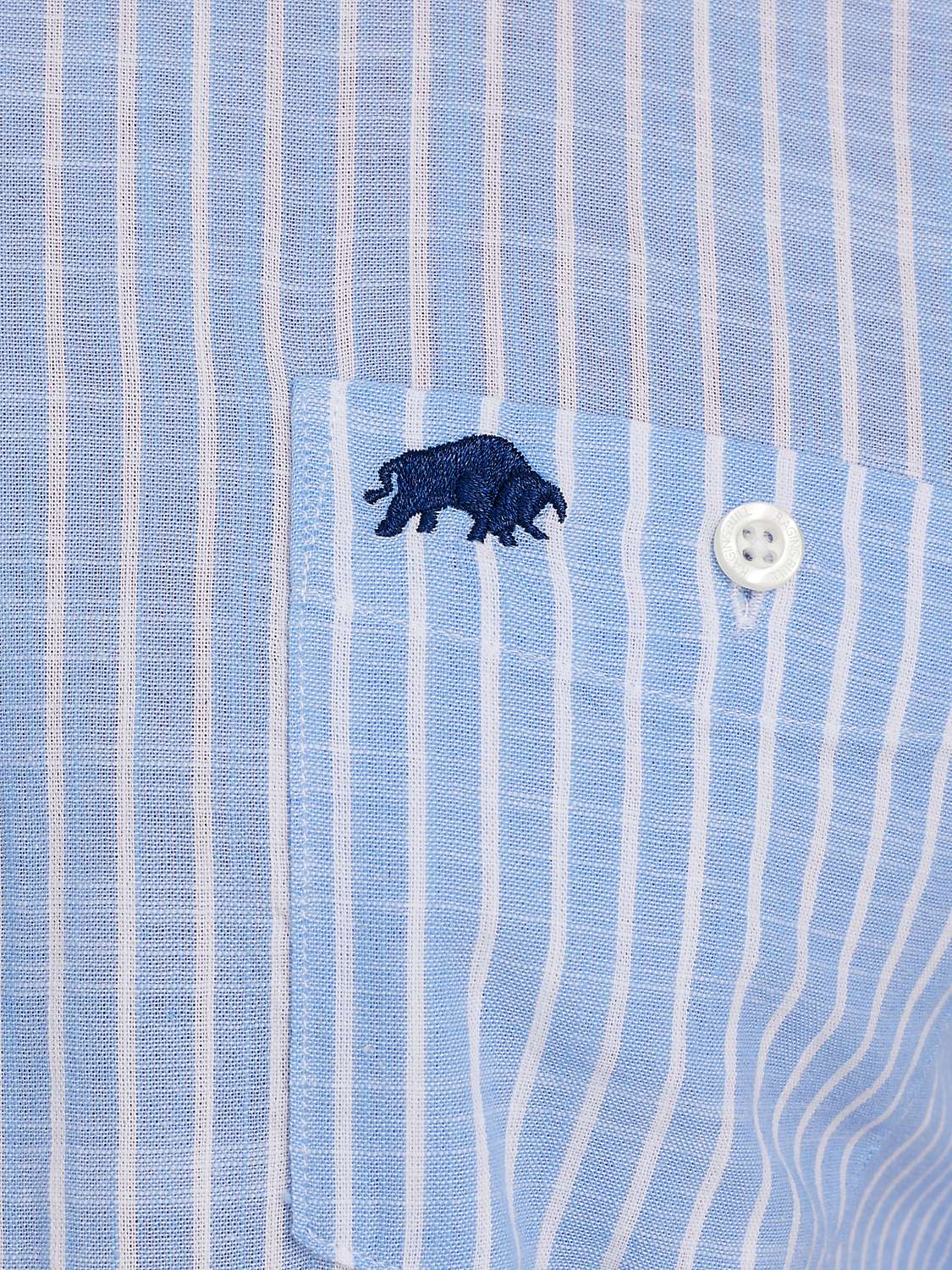 Buy Raging Bull Fine Stripe Linen Look Short Sleeve Shirt, Sky Blue Online at johnlewis.com