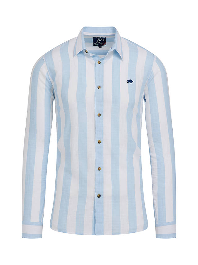 Raging Bull Stripe Cotton Shirt, Sky Blue