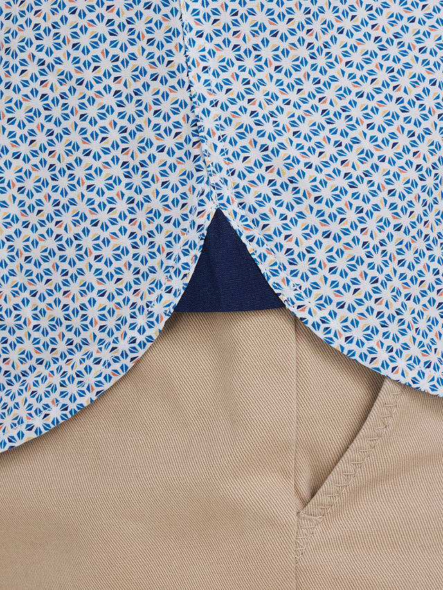 Raging Bull Floral Print Cotton Poplin Shirt, Blue/White