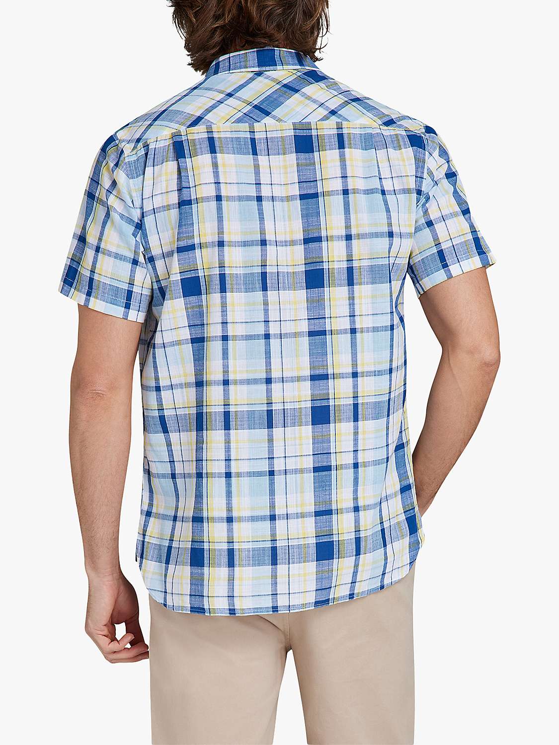 Buy Raging Bull Short Sleeve Madras Check Linen Look Shirt, Sky Blue/Multi Online at johnlewis.com
