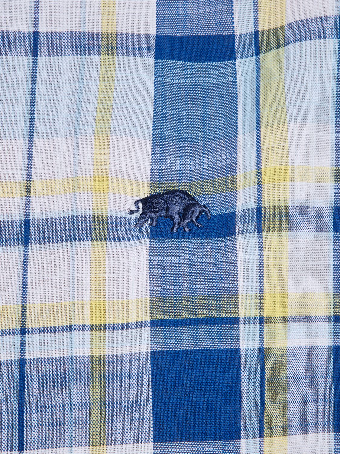 Raging Bull Short Sleeve Madras Check Linen Look Shirt, Sky Blue/Multi, XXXXXL